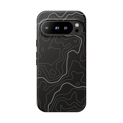 Black Topographic Tough Phone Case