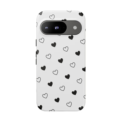 Black Hearts Minimal Tough Phone Case