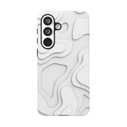 White 3D Topographic Wave Tough Phone Case