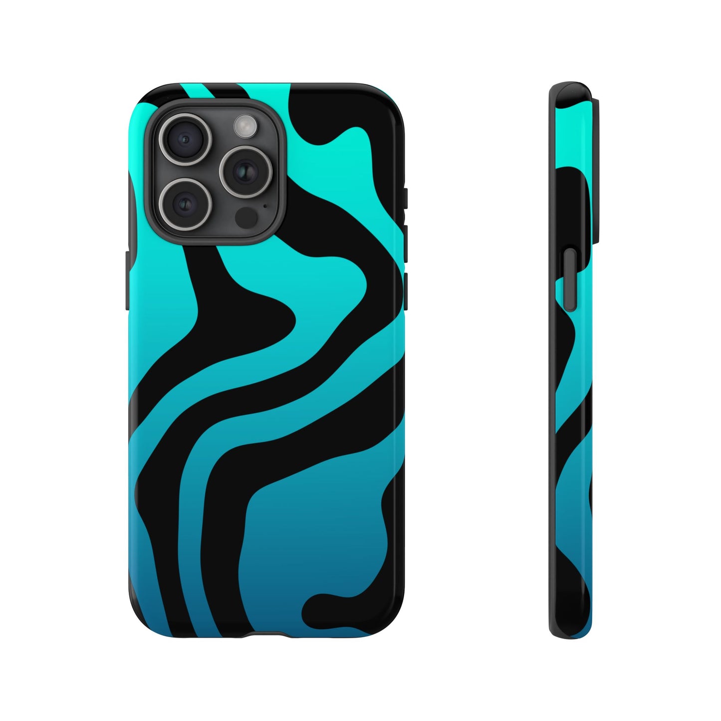 Black Aqua Wave Tough Phone Case