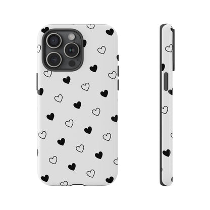 Black Hearts Minimal Tough Phone Case