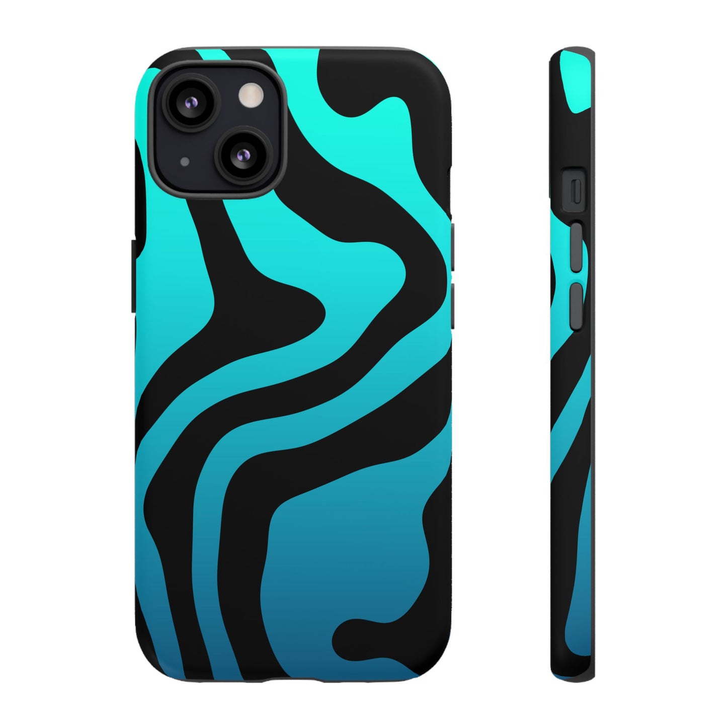 Black Aqua Wave Tough Phone Case