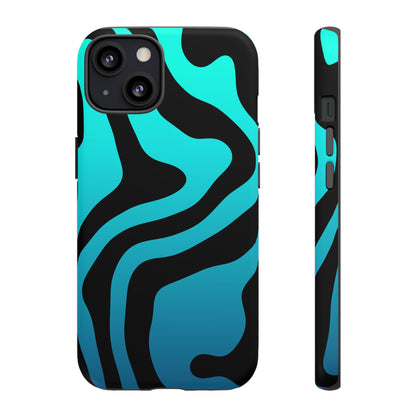 Black Aqua Wave Tough Phone Case