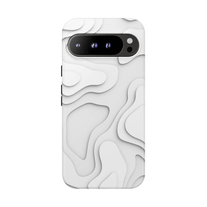 White 3D Topographic Wave Tough Phone Case
