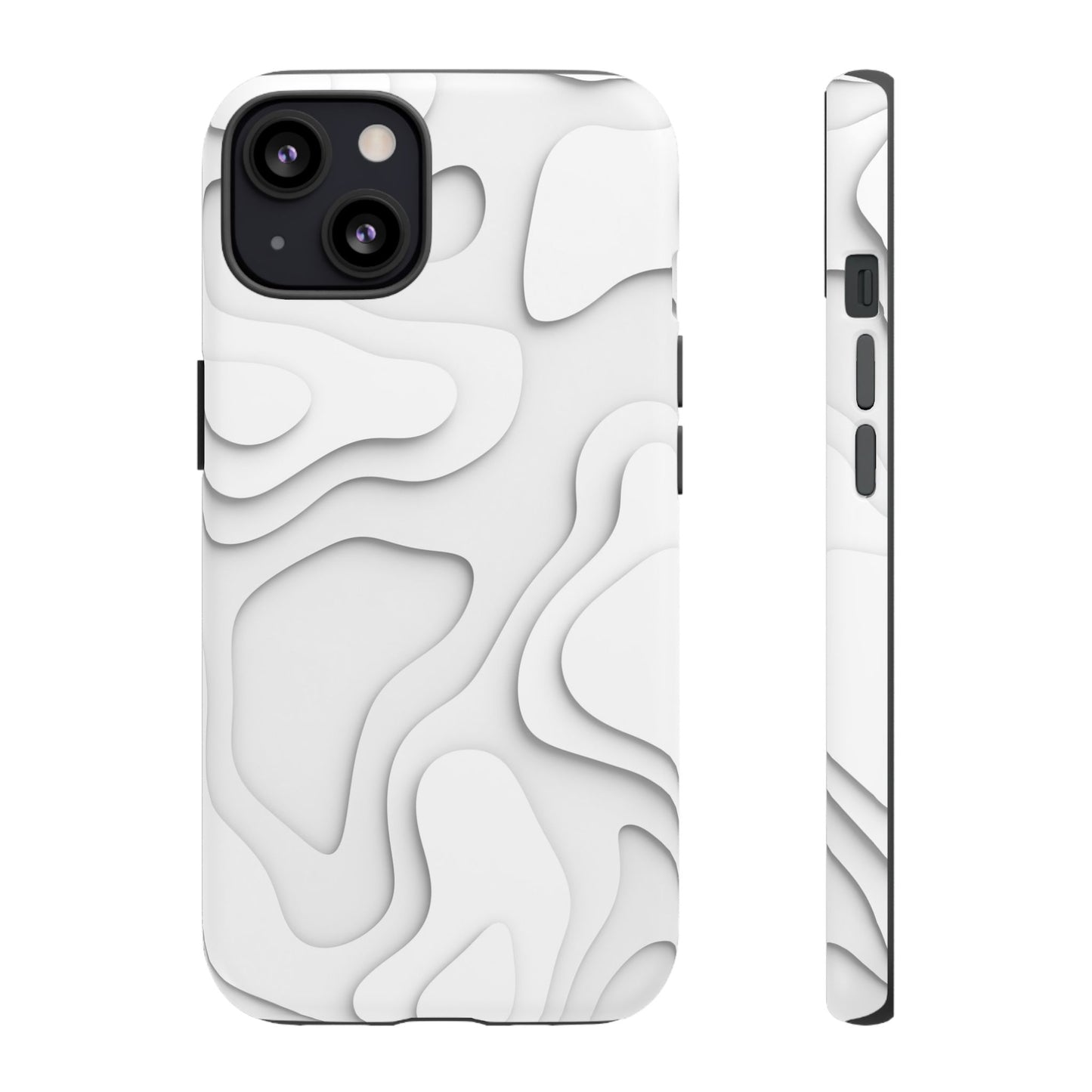 White 3D Topographic Wave Tough Phone Case