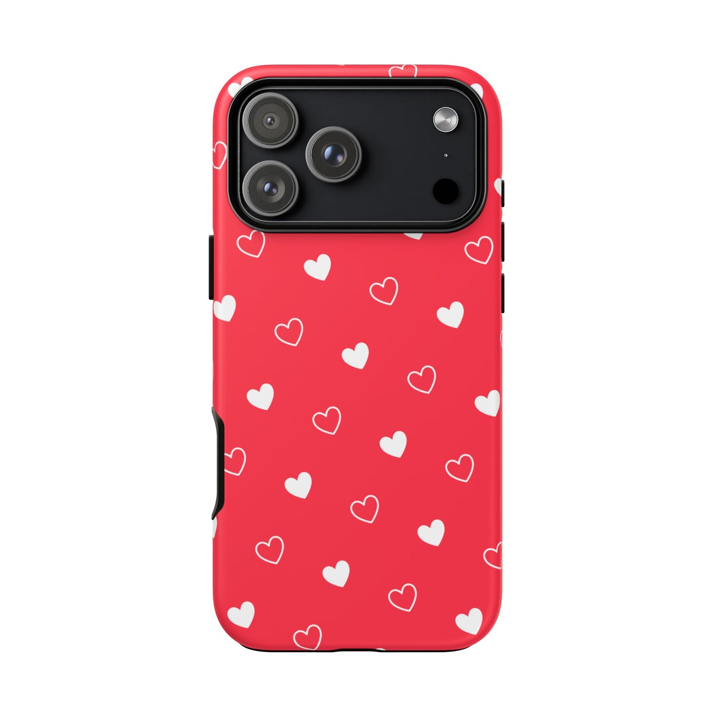 Cherry Red Heart Pattern Tough Phone Case