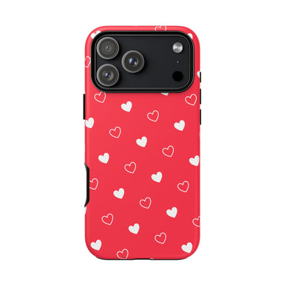 Cherry Red Heart Pattern Tough Phone Case