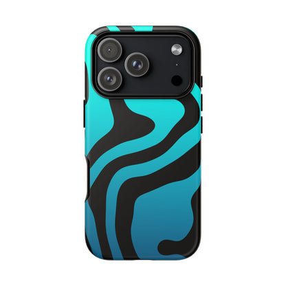 Black Aqua Wave Tough Phone Case