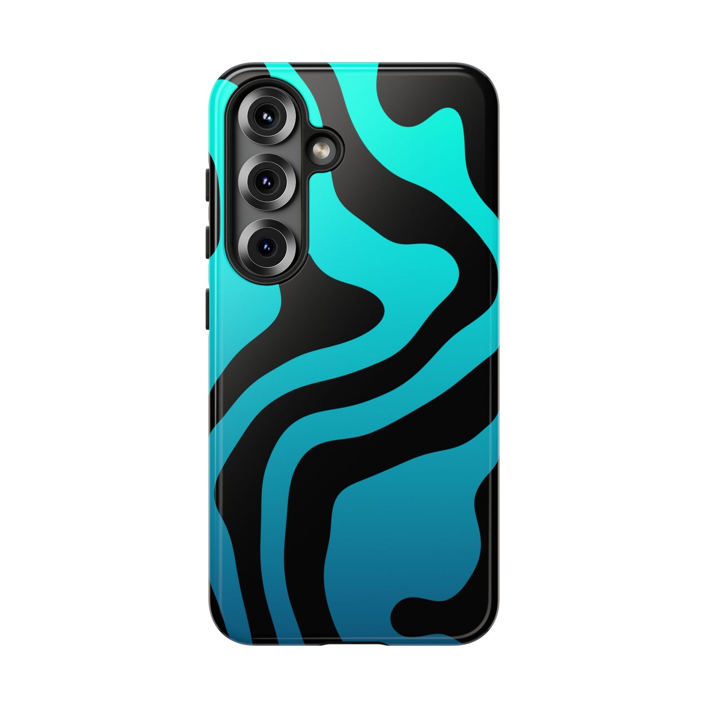 Black Aqua Wave Tough Phone Case