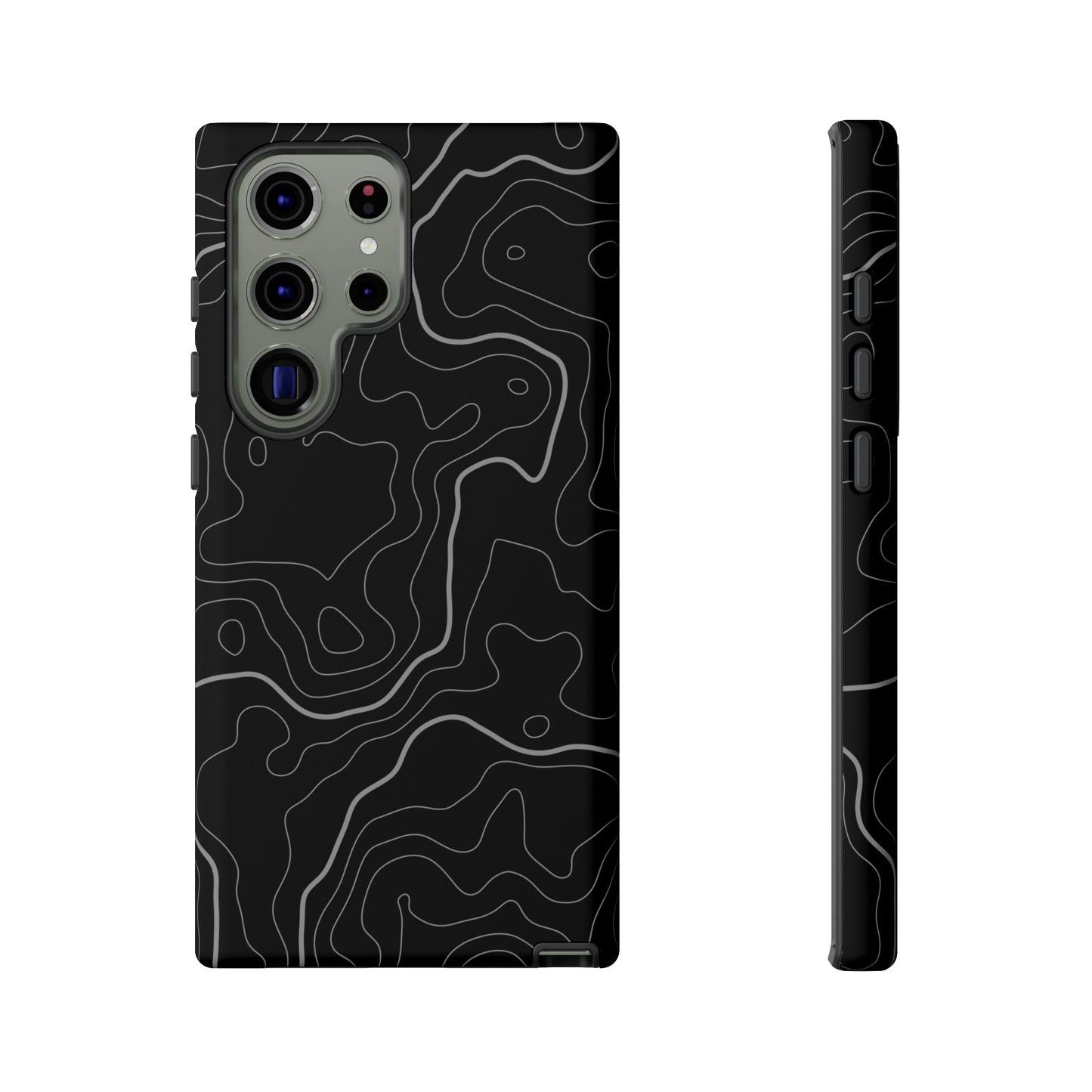 Black Topographic Tough Phone Case