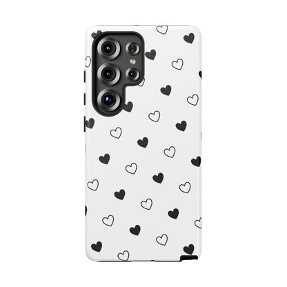 Black Hearts Minimal Tough Phone Case