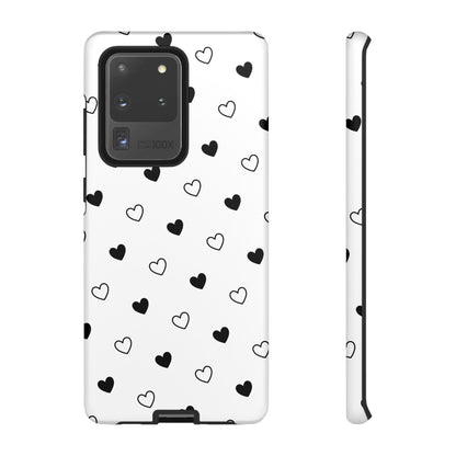 Black Hearts Minimal Tough Phone Case