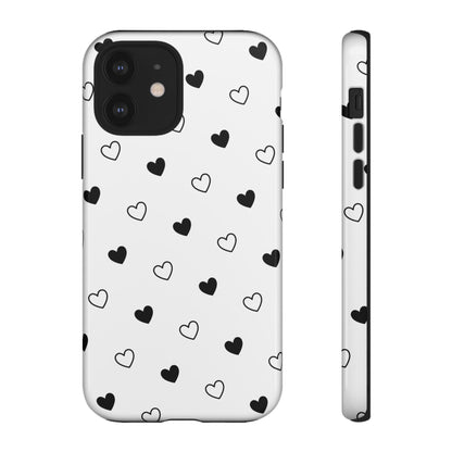 Black Hearts Minimal Tough Phone Case