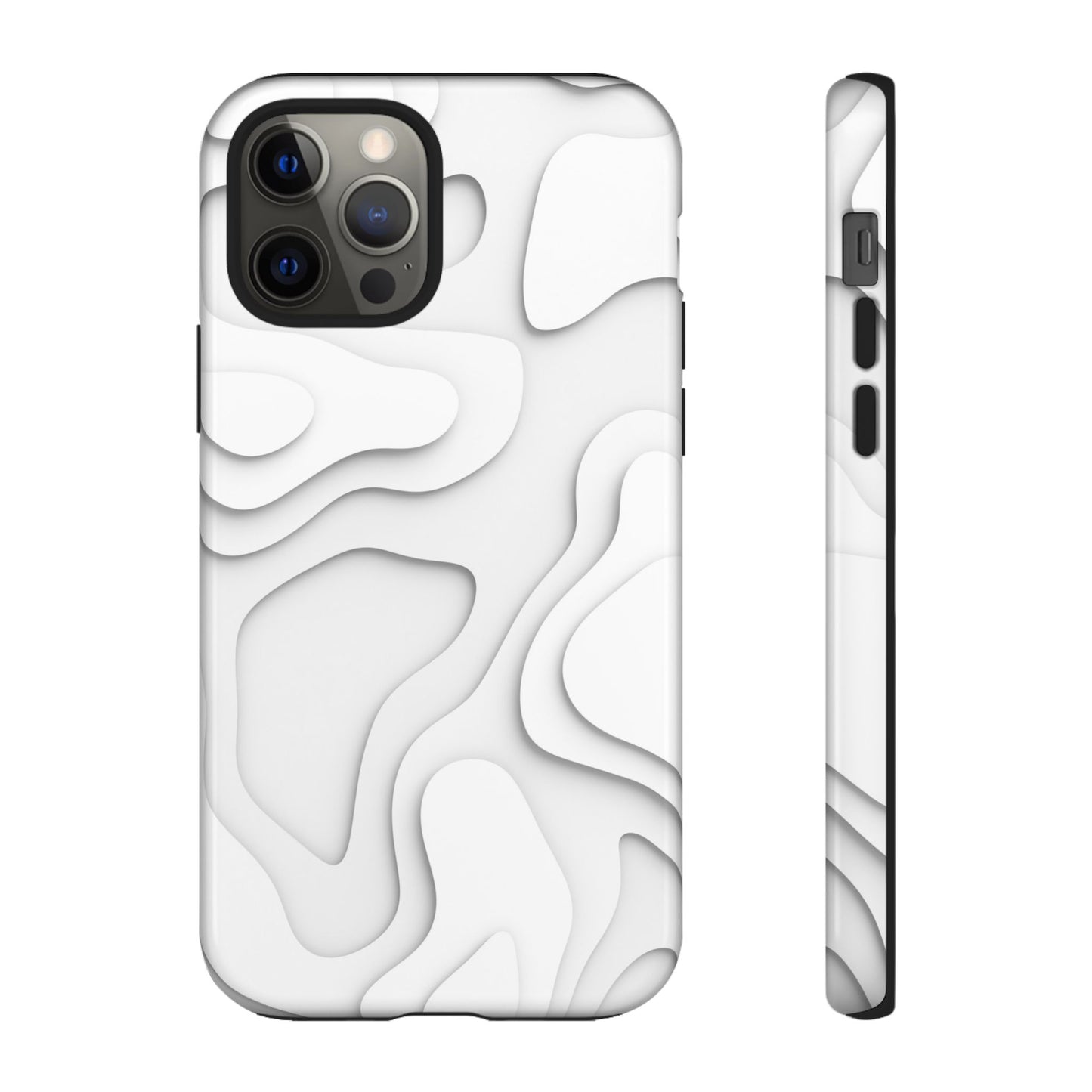 White 3D Topographic Wave Tough Phone Case