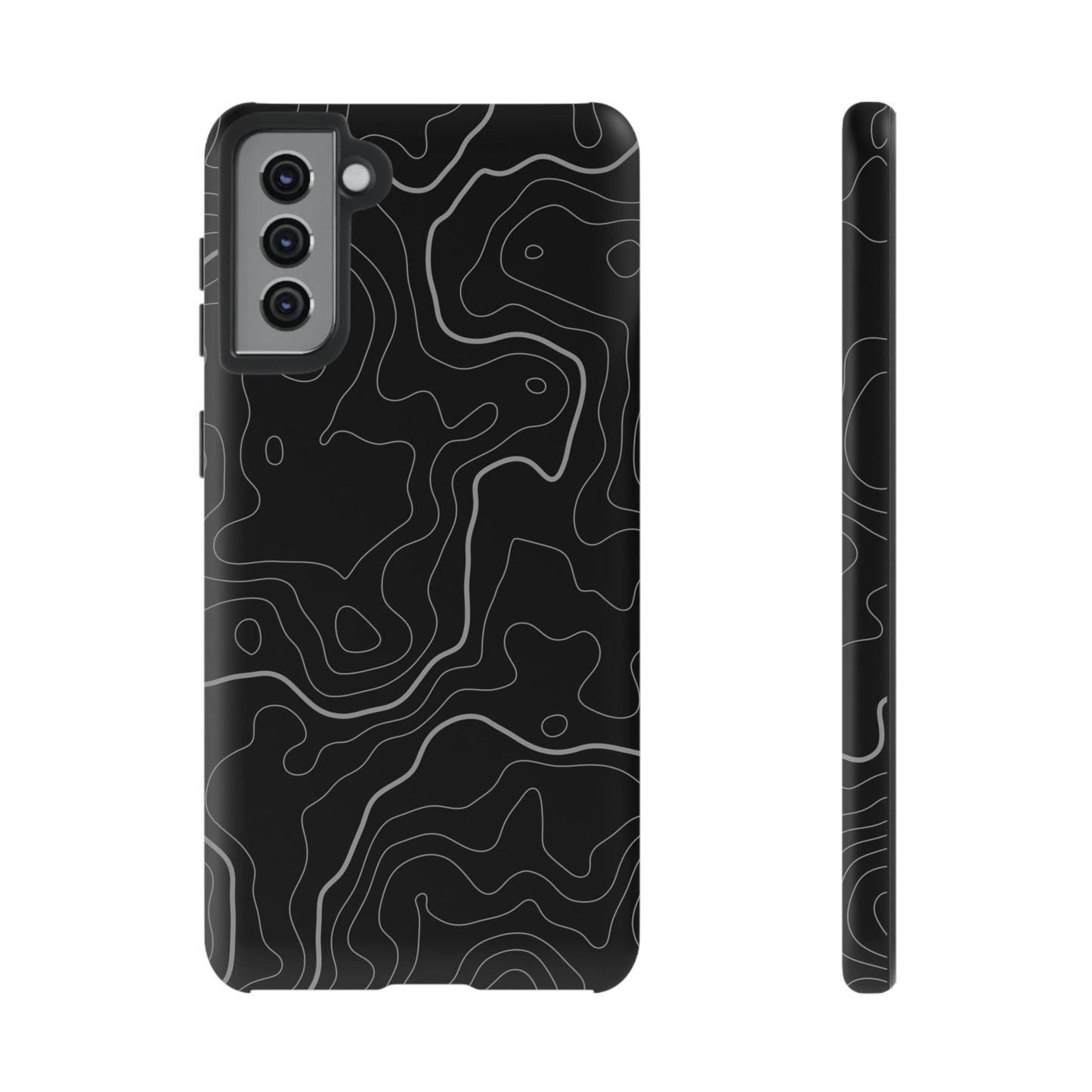 Black Topographic Tough Phone Case