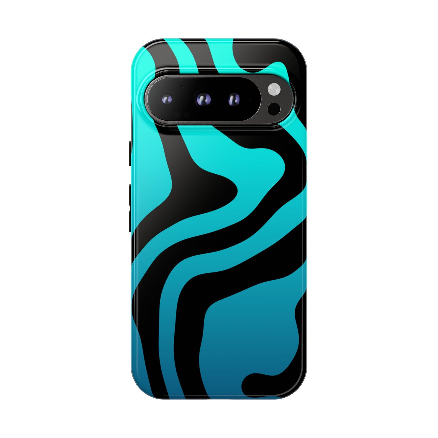 Black Aqua Wave Tough Phone Case