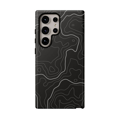 Black Topographic Tough Phone Case