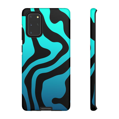 Black Aqua Wave Tough Phone Case