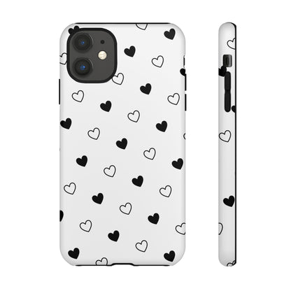 Black Hearts Minimal Tough Phone Case