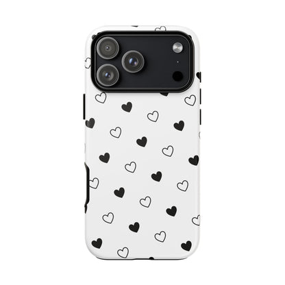 Black Hearts Minimal Tough Phone Case