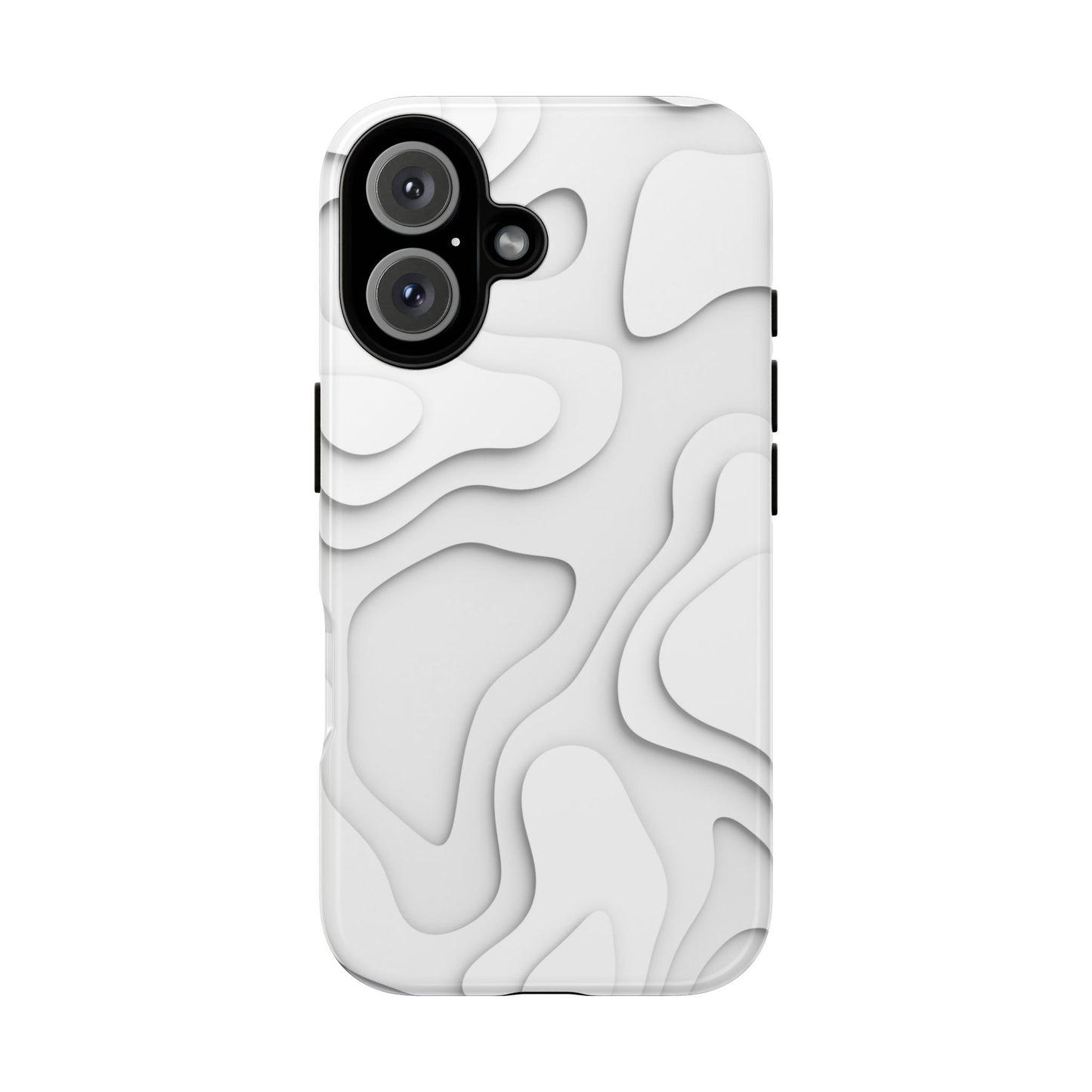 White 3D Topographic Wave Tough Phone Case