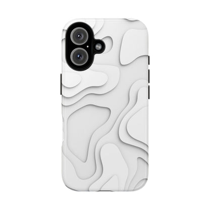 White 3D Topographic Wave Tough Phone Case