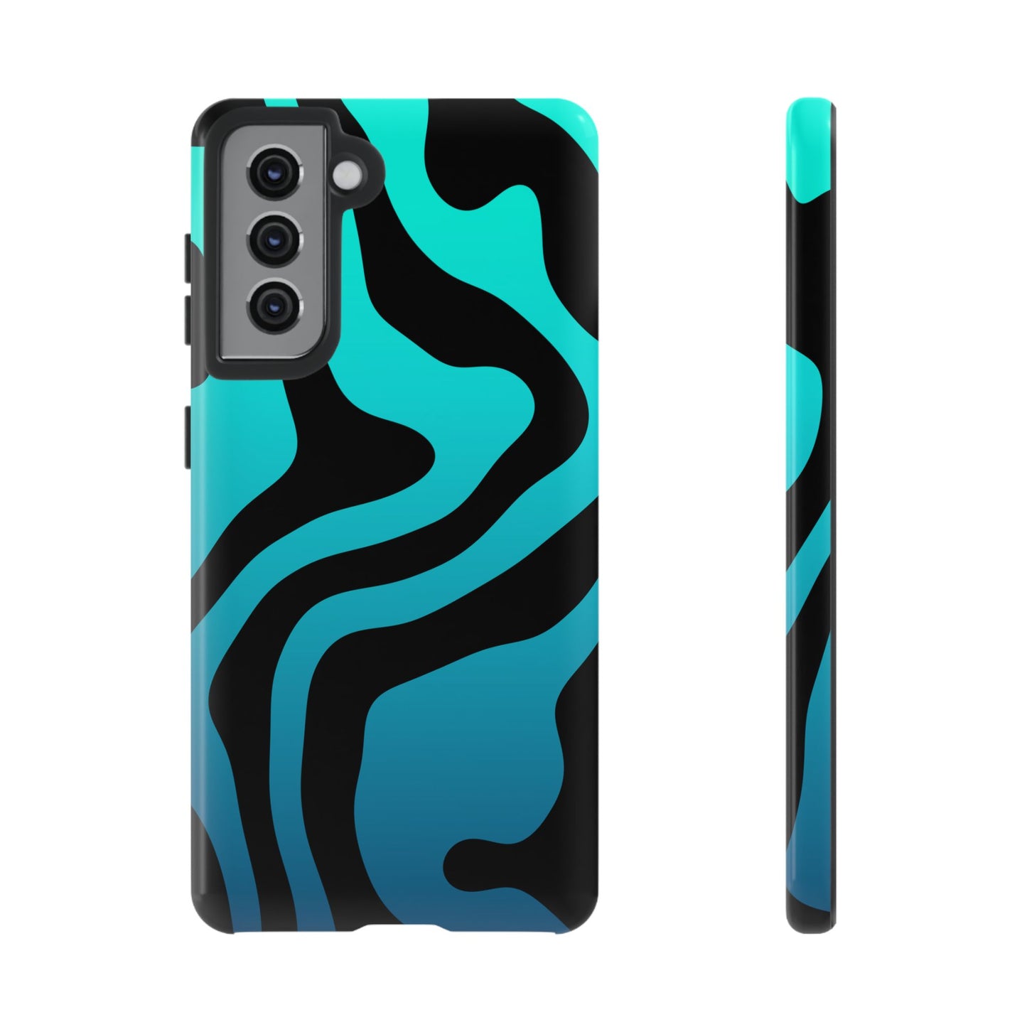 Black Aqua Wave Tough Phone Case