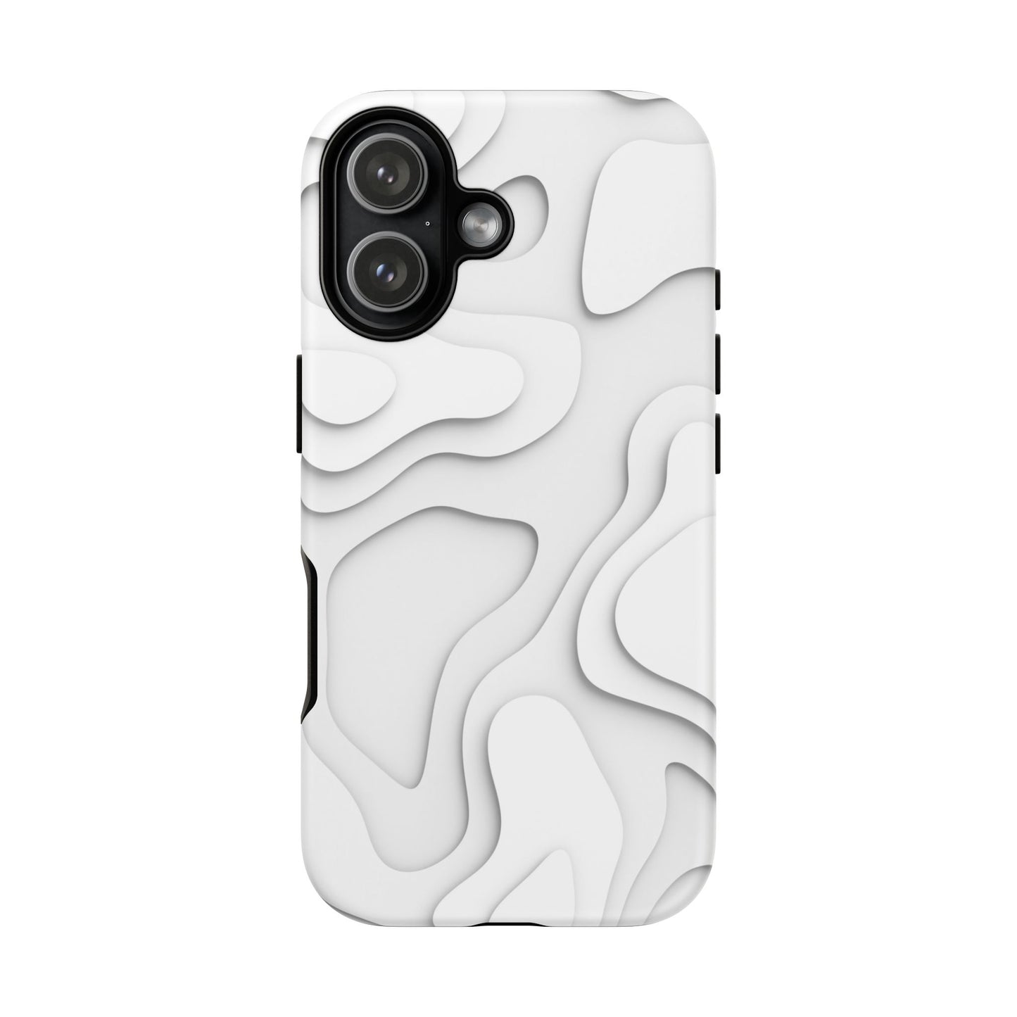 White 3D Topographic Wave Tough Phone Case