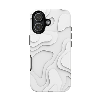 White 3D Topographic Wave Tough Phone Case