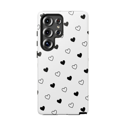 Black Hearts Minimal Tough Phone Case