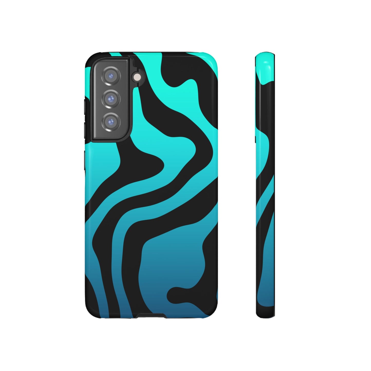 Black Aqua Wave Tough Phone Case