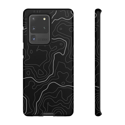 Black Topographic Tough Phone Case