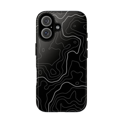 Black Topographic Tough Phone Case