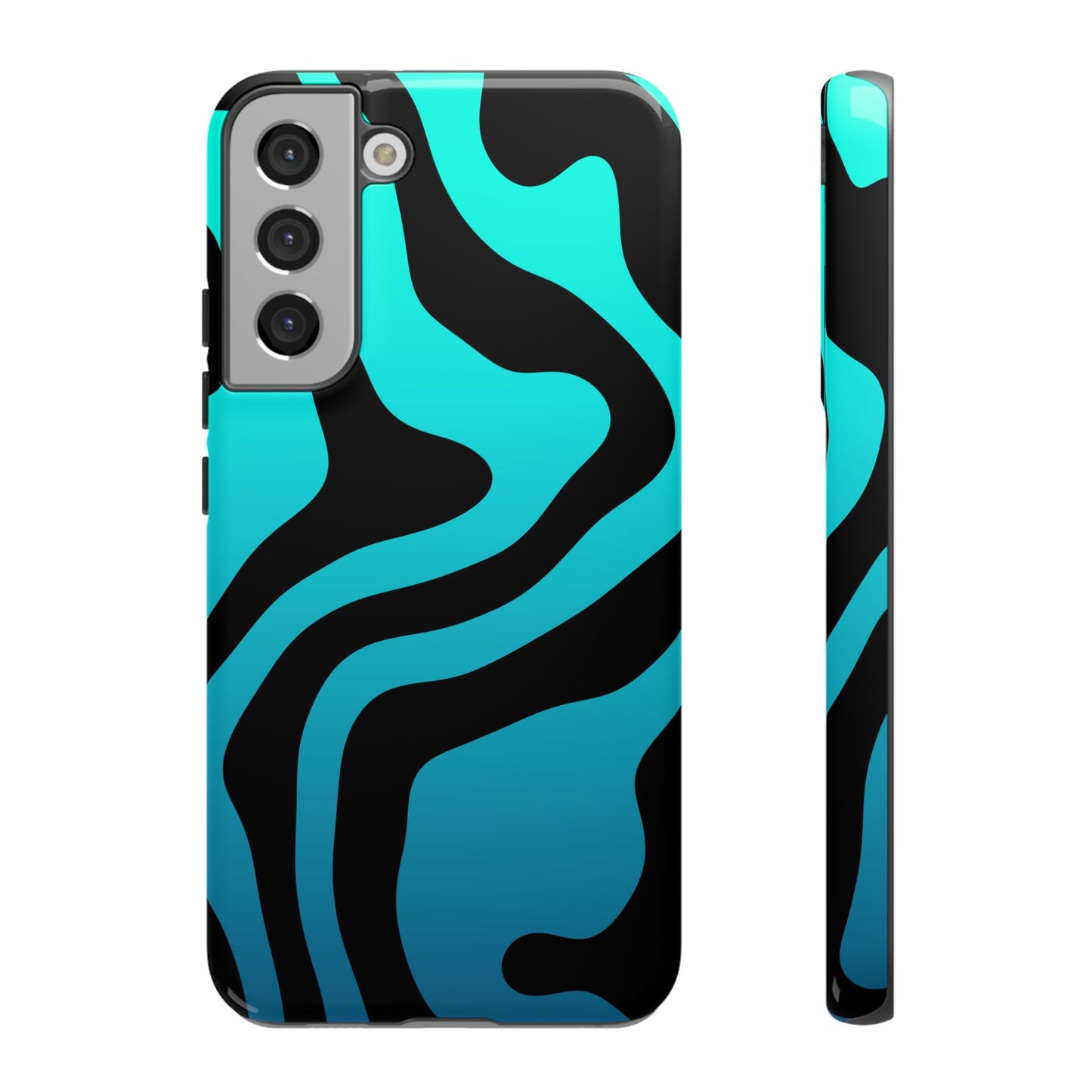 Black Aqua Wave Tough Phone Case
