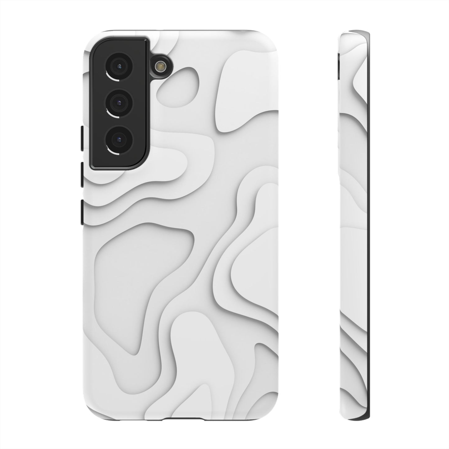 White 3D Topographic Wave Tough Phone Case