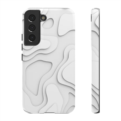 White 3D Topographic Wave Tough Phone Case