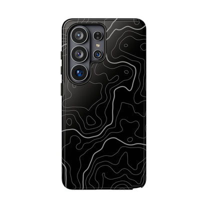 Black Topographic Tough Phone Case