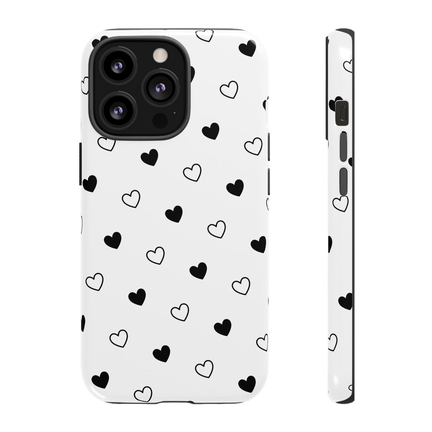 Black Hearts Minimal Tough Phone Case