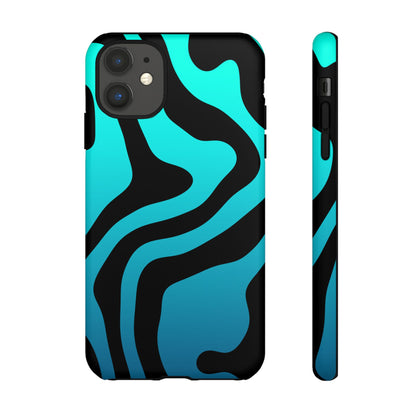 Black Aqua Wave Tough Phone Case