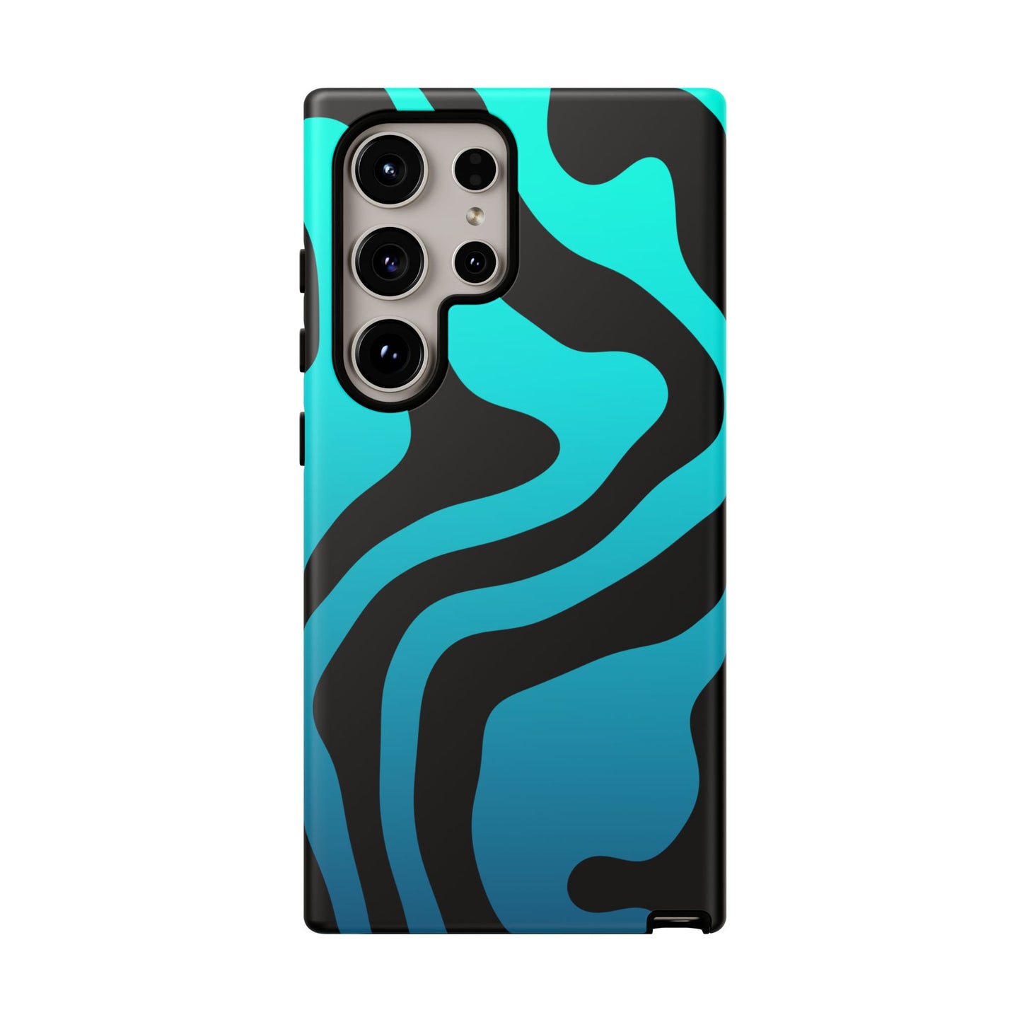 Black Aqua Wave Tough Phone Case