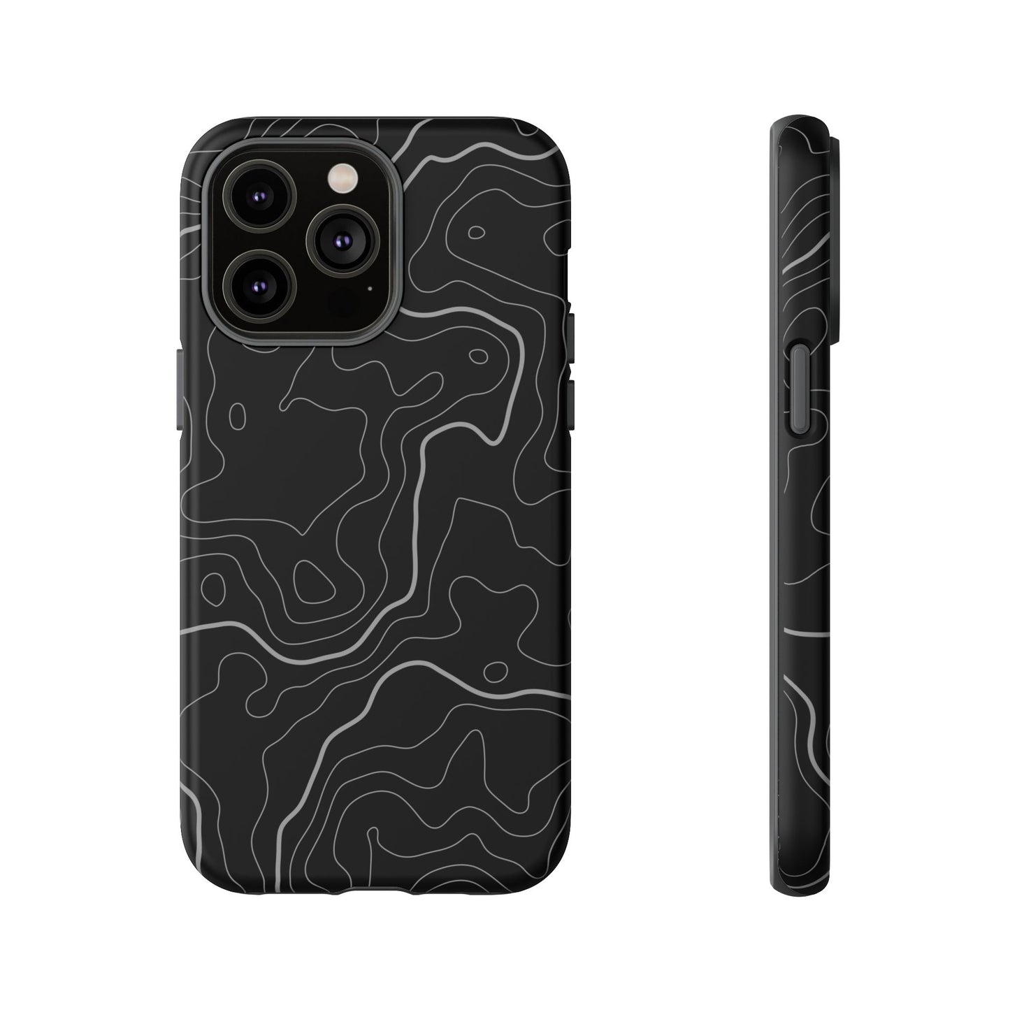 Black Topographic Tough Phone Case