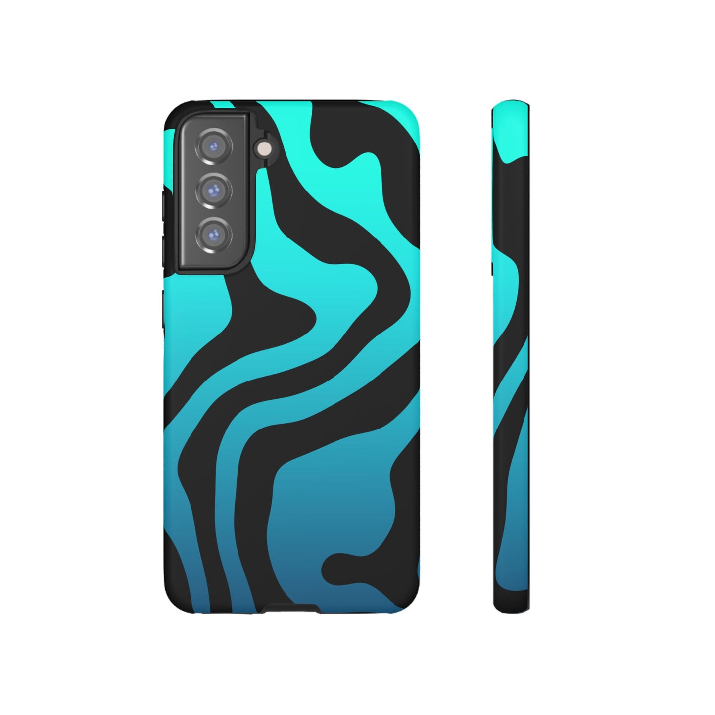 Black Aqua Wave Tough Phone Case