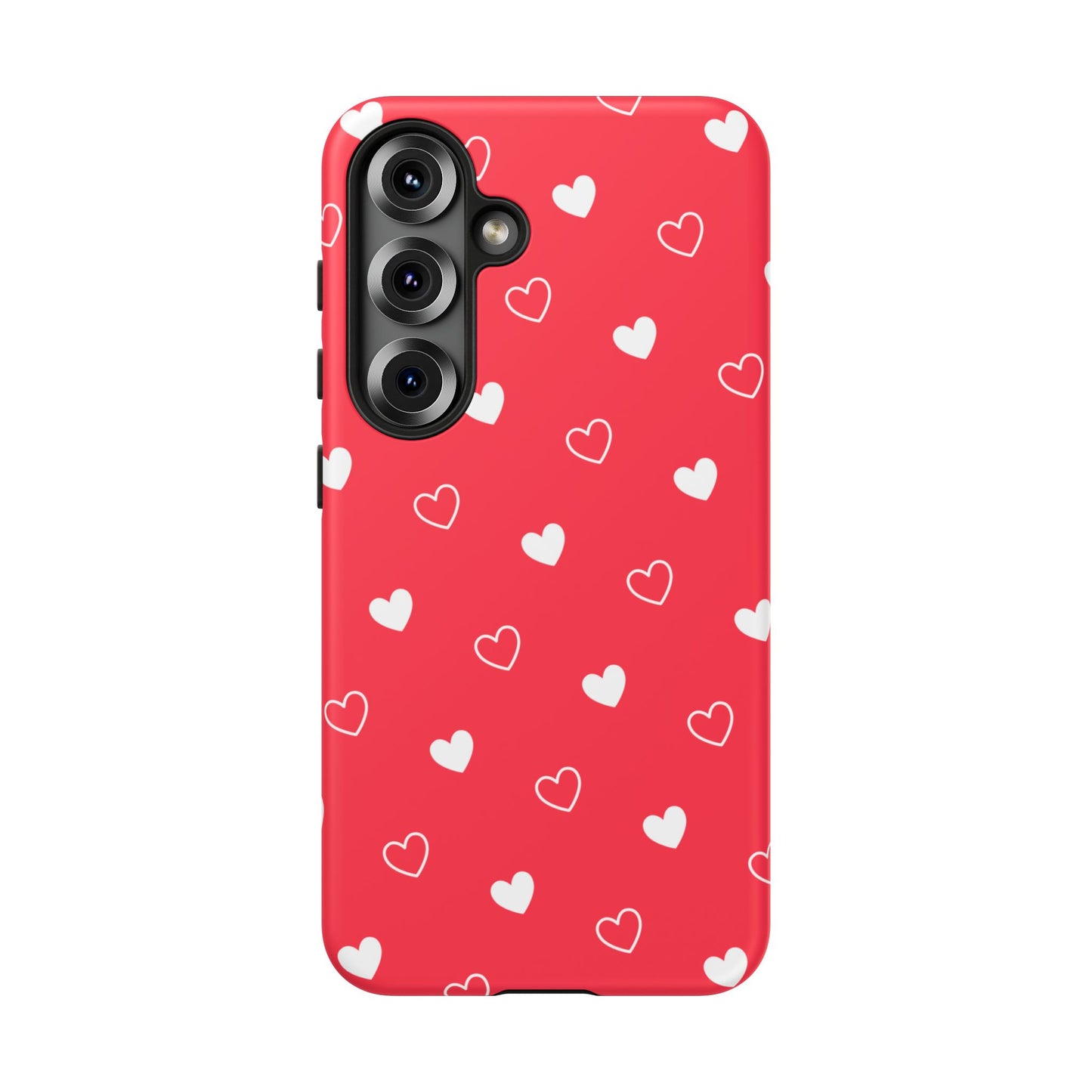 Cherry Red Heart Pattern Tough Phone Case