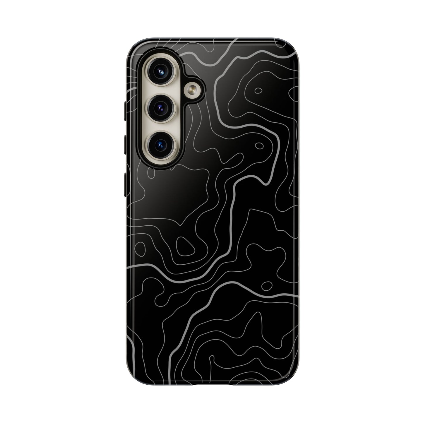 Black Topographic Tough Phone Case