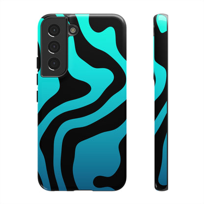 Black Aqua Wave Tough Phone Case