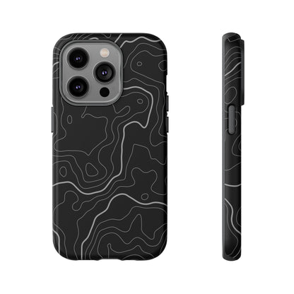 Black Topographic Tough Phone Case