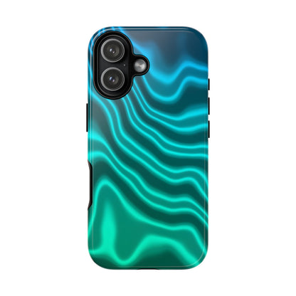 Teal Glow Wave Tough Phone Case