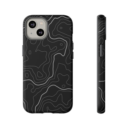 Black Topographic Tough Phone Case
