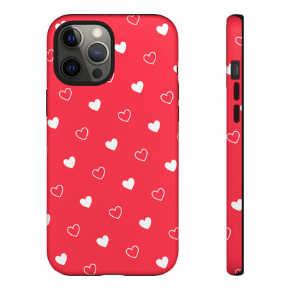 Cherry Red Heart Pattern Tough Phone Case