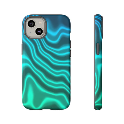 Teal Glow Wave Tough Phone Case